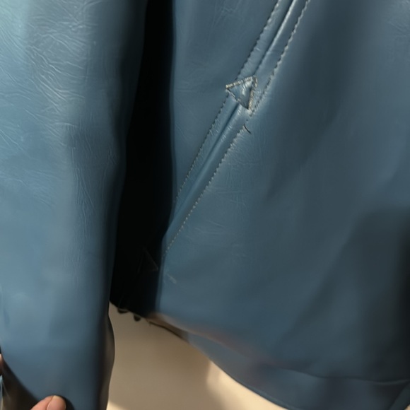 Vintage American Blue and Red Jacket 70s Vegan Leather - Picture 4 of 6